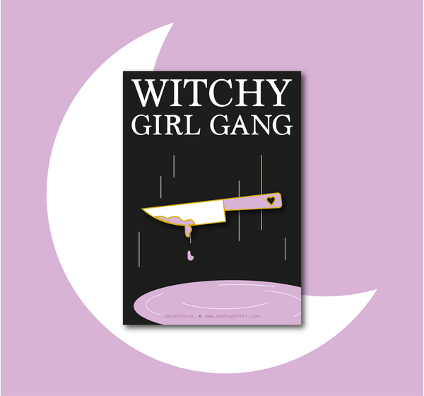 Pink Blade enamel pin